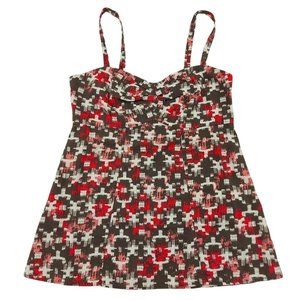 Patagonia Womens Sleeveless Top Size 2 Adjustable Strap Pleated Zip Brown